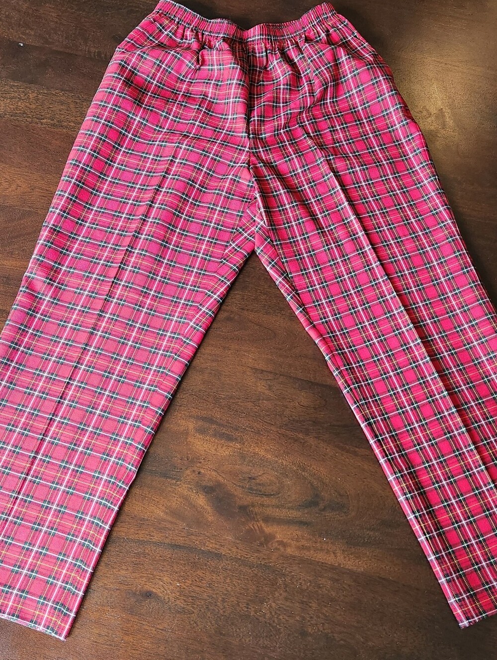 Alfred Dunner Red Plaid Straight Leg Pants.